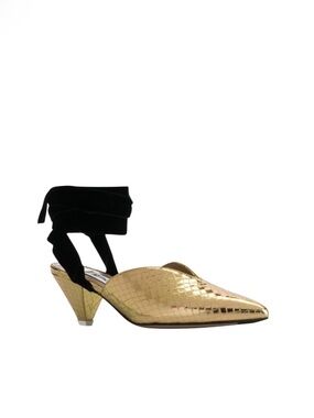 Unique Shoe Contemporary Designer The Attico Gold Snakeskin Pump